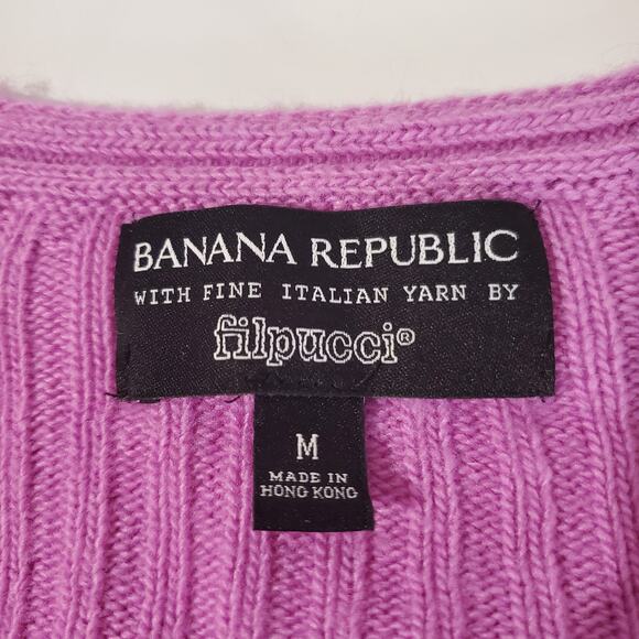 Banana Republic Filpucci Merino Wool Cashmere Ribbed Pink Sweater Womens Size M - Picture 6 of 9